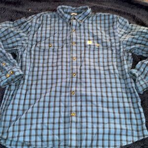 Carhartt Blue and Black Plaid Casual Button Down Shirt